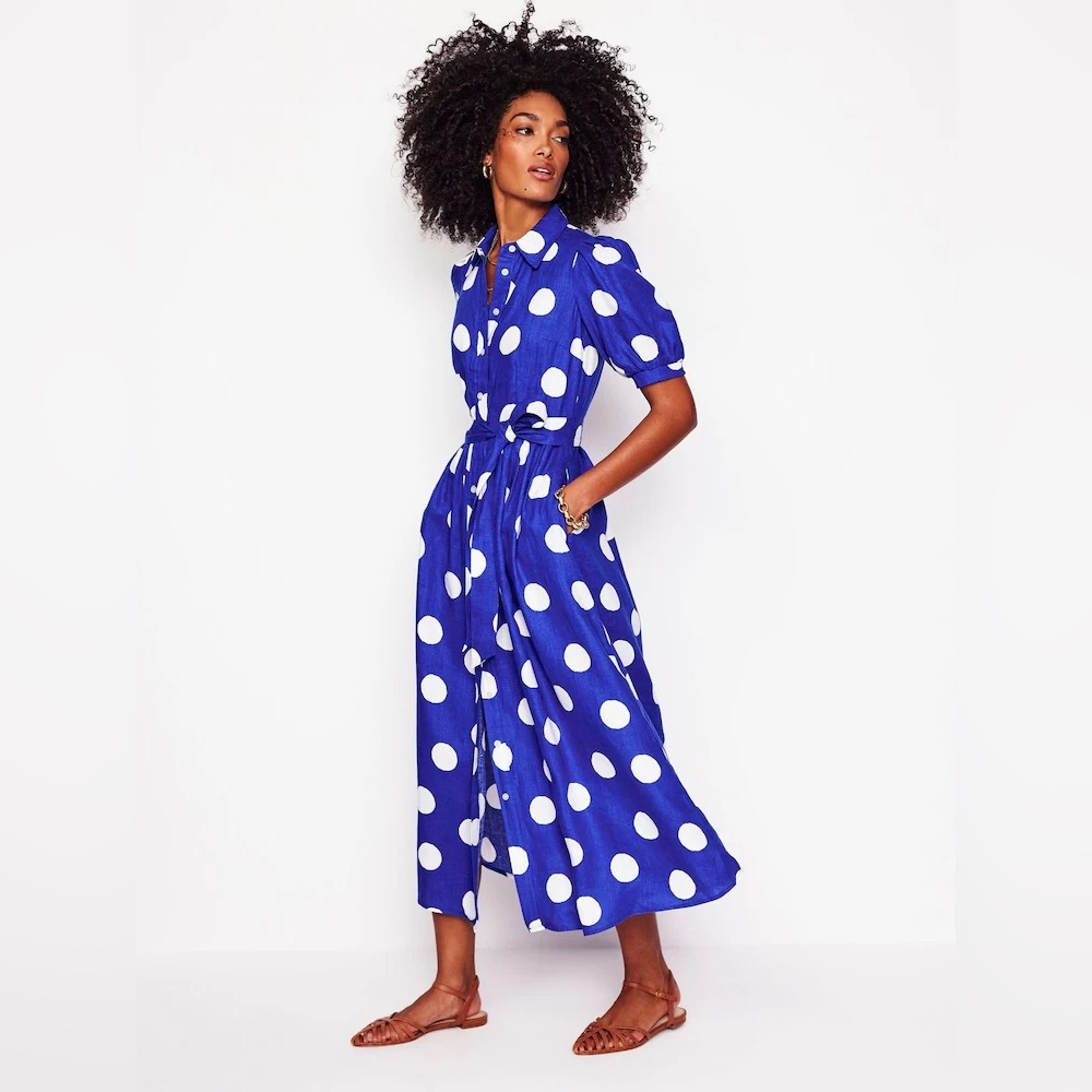 Boden Blue Alexa Linen Maxi Shirt Dress - Picture 3 of 13